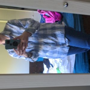Roots Blue and White Plaid Check Button up Shirt